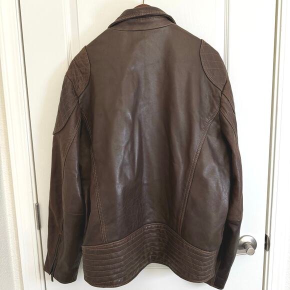 Tommy Bahama  100% Brown Leather Jacket Full Zip  Pockets Lined Men’s Large - Picture 2 of 14